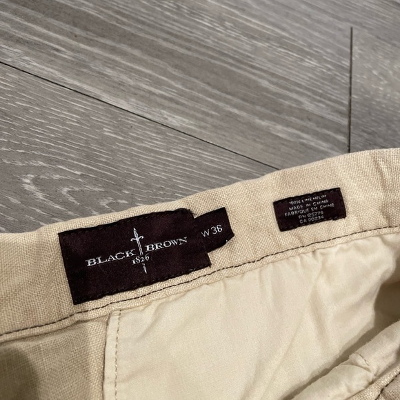 Black Brown 1826 Men's Beige Flat Front Shorts - Picture 3 of 4